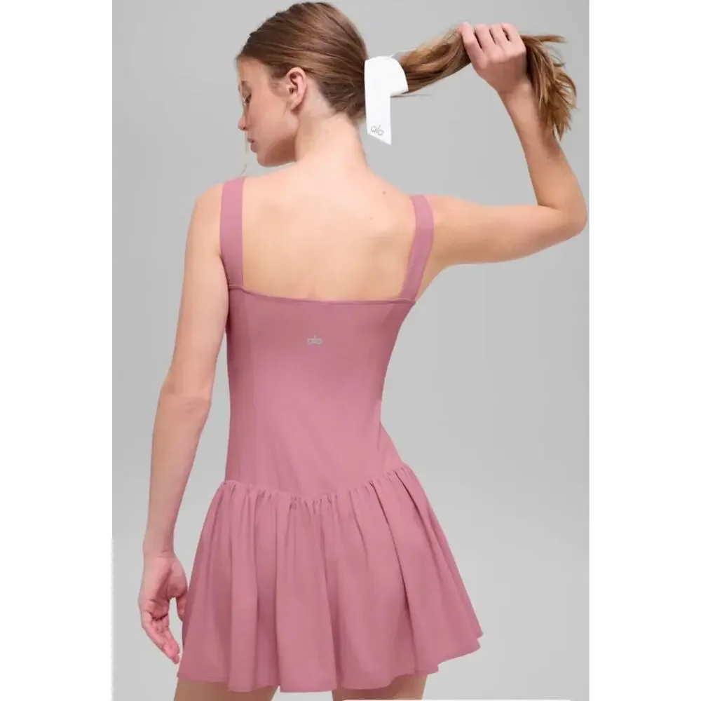 Alo Yoga Alosoft Break Point Tennis Dress Size XS mauve pink athleisure purple